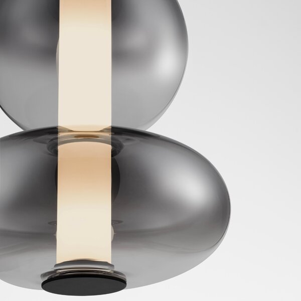 Kouřově šedé skleněné závěsné LED světlo Nova Luce Bally 20 cm