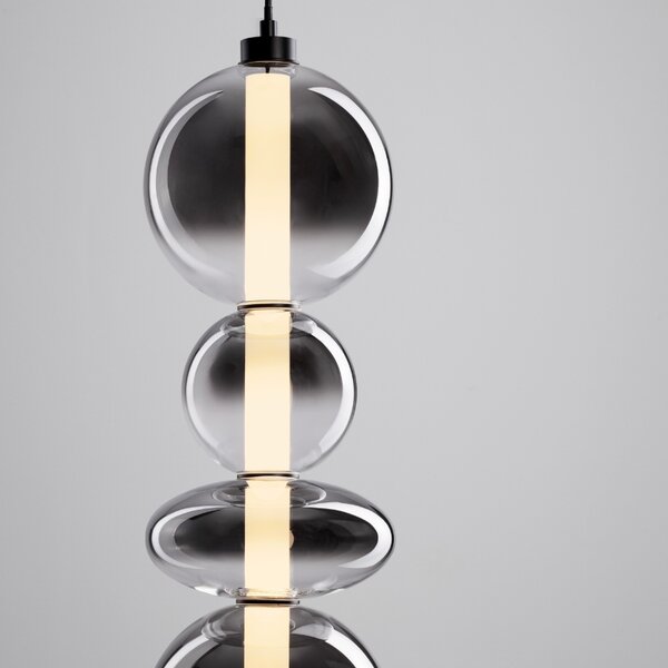 Kouřově šedé skleněné závěsné LED světlo Nova Luce Bally II. 20 cm