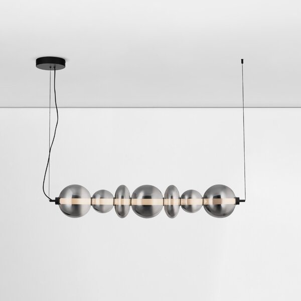 Kouřově šedé skleněné závěsné LED světlo Nova Luce Bally 117 cm