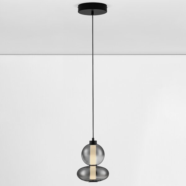 Kouřově šedé skleněné závěsné LED světlo Nova Luce Bally 20 cm