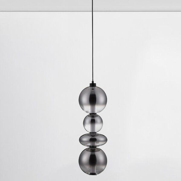 Kouřově šedé skleněné závěsné LED světlo Nova Luce Bally II. 20 cm