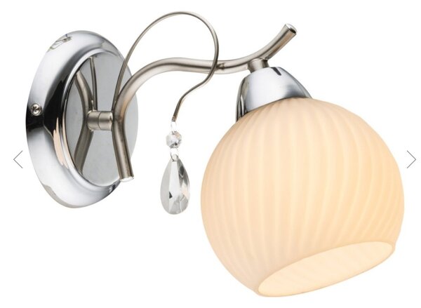 Globo 54711W PERDITA - Moderní nástěnná lampička, bez vypínače, 1 x E14 (Moderní lampička na zeď, lesklý chrom, bílé sklo)