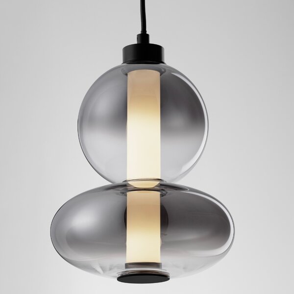Kouřově šedé skleněné závěsné LED světlo Nova Luce Bally 20 cm