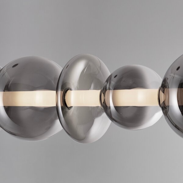 Kouřově šedé skleněné závěsné LED světlo Nova Luce Bally 117 cm