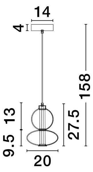 Kouřově šedé skleněné závěsné LED světlo Nova Luce Bally 20 cm