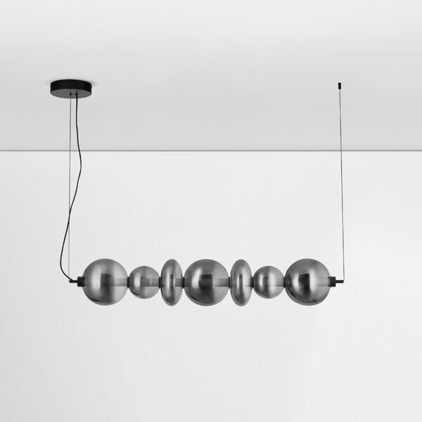 Kouřově šedé skleněné závěsné LED světlo Nova Luce Bally 117 cm