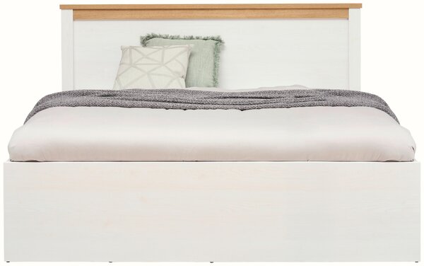 POSTEL, 180/200 cm, bílá, barvy dubu Landscape - Manželské postele