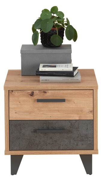 NOČNÍ STOLEK tmavě šedá, dub artisan Carryhome - Dětské pokoje sestavy