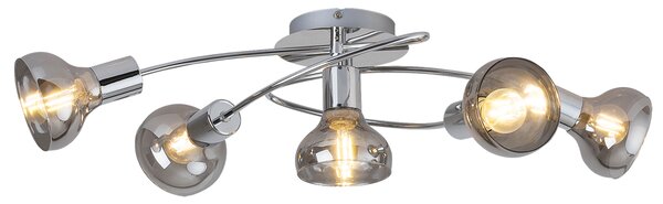 Rabalux 5561 HOLLY 1 - Moderní stropní svítidlo s kouřovými skly, 68cm šířka (Moderní stropní lustr se zakroucenými rameny)