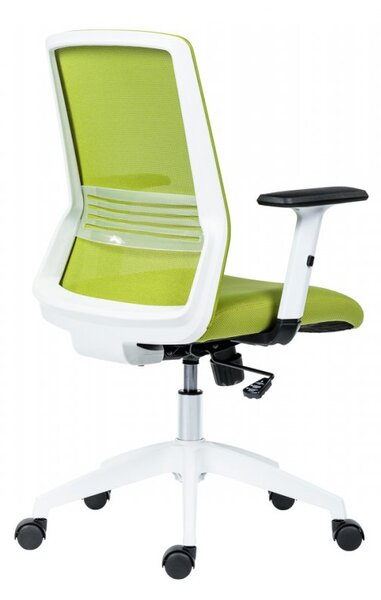 Kancelářská ergonomická židle NOVELLO WHITE — síť / látka, bílá / zelená