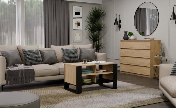 TP Living Konferenční stolek LAWA Modern 4P Slim dub artisan/černý