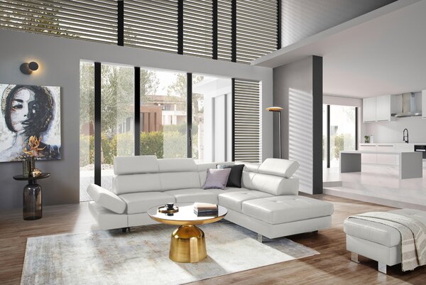ROHOVÁ SEDAČKA, textil, kůže, světle šedá Celina Home - Sedací soupravy