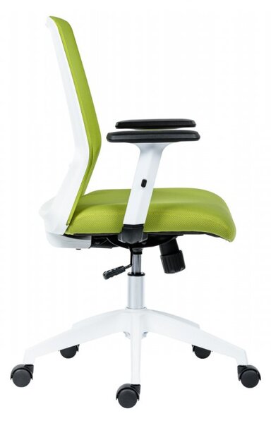 Kancelářská ergonomická židle NOVELLO WHITE — síť / látka, bílá / zelená