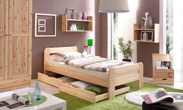 POSTEL, 100/200 cm barvy borovice MID.YOU - Jednolůžkové postele, Online Only