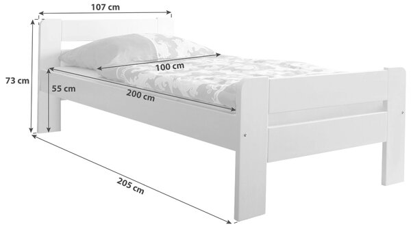 POSTEL, 100/200 cm barvy borovice MID.YOU - Jednolůžkové postele, Online Only
