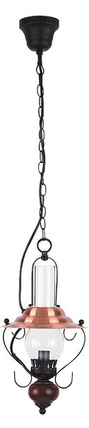 Rabalux 7869 ENNA - Rustikální závěsné retro svítidlo Ø 20cm (Závěsný retro rustilkí lustr s měděným prvkem 1 x E14)