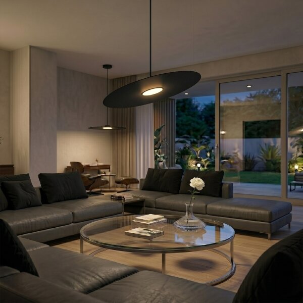 Lustr na lanku PIATTO 1xGX53/15W/230V pr. 55 cm černá