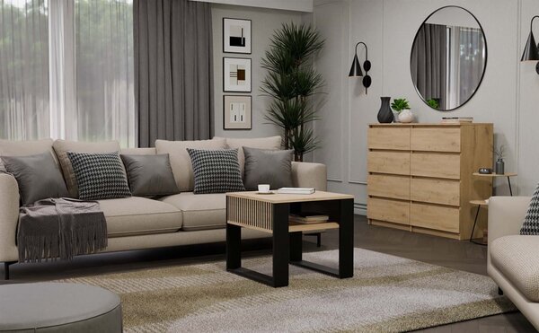 TP Living Konferenční stolek Lawa Modern 2P MINI SLIM dub artisan/černý