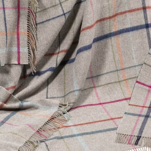 Deka z Merino jehněčí vlny Grey Multi Colour Window Pane 200 x 150 cm John Hanly