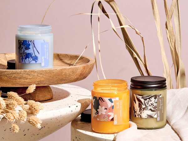 Sada 3 vonných svíček FRUITY BLOOM Sojový vosk Svěží tóny Květinové tóny