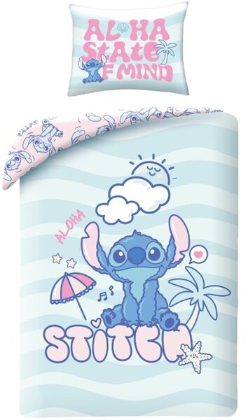 Bavlněné ložní povlečení Stitch - motiv Život v pohodě - 100% bavlna - 70x90 cm + 140x200 cm