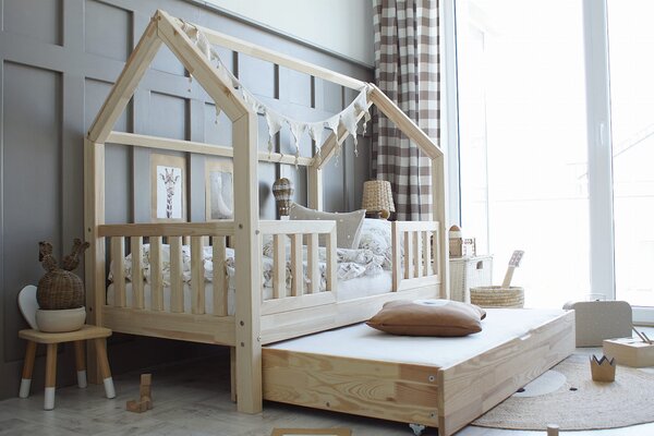 Domečková postel Bianco duo Plus Velikost spací plochy: 120x60, Barva: přírodní dřevo