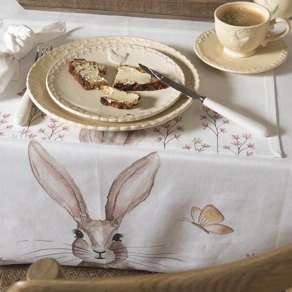 Bavlněný kulatý ubrus s králíčkem Rustic Easter Bunny - Ø 170 cm