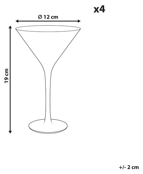 Sada 4 sklenic na martini MORGANITE 220 ml Průhledná