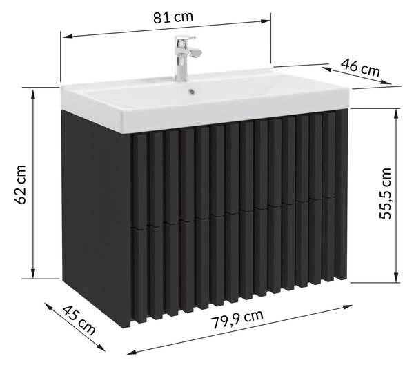 SKŘÍŇKA S UMYVADLEM, černá, černá, 81 cm MID.YOU - Koupelnové série, Online Only