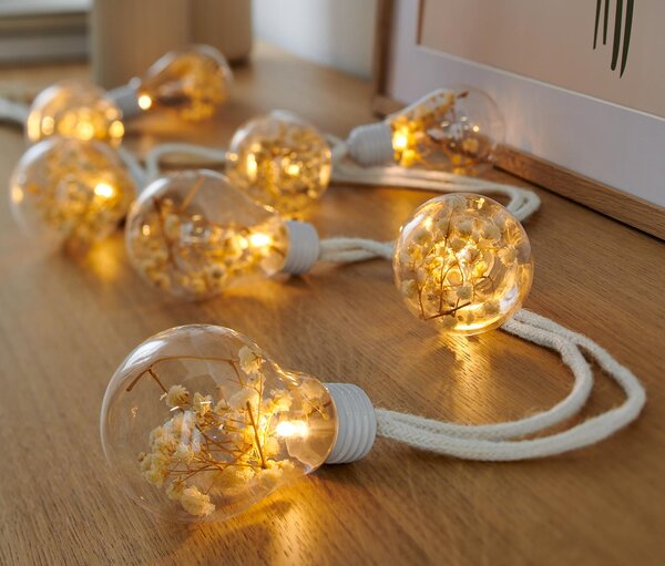 Světelný řetěz LED se sušenými květinami