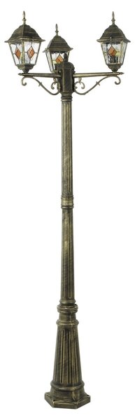 Rabalux 8186 MONACO - Zahradní trojramenná lampa v antické zlaté barvě, 3 x E27, IP43, 195cm (Venkovní stojací lampa IP43)