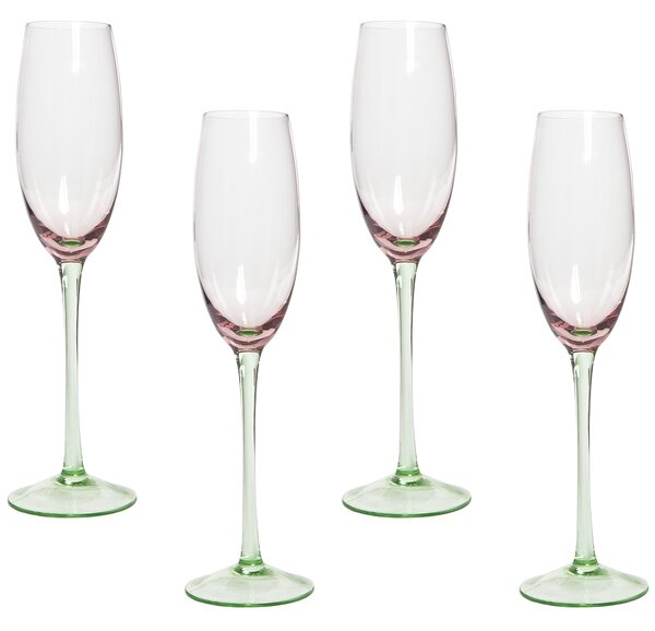 Sada 4 sklenic na šampaňské DIOPSIDE 200 ml Růžová