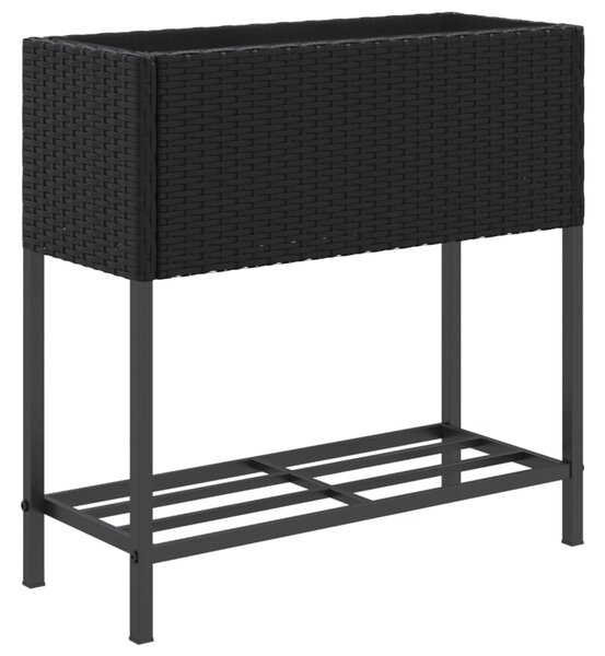 Zahradní truhlíky s policí 2 ks černé 70 x 28 x 70 cm 3210510