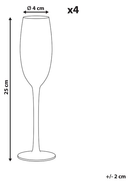 Sada 4 sklenic na šampaňské DIOPSIDE 200 ml Růžová