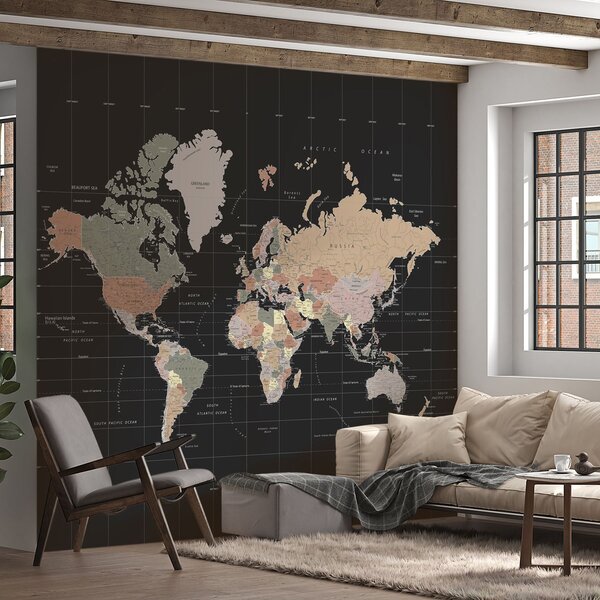 Fototapety Mapa světa se zakreslenými různými zeměmi, Fototapety mapy světa, u99477d1 : uwalls.cz