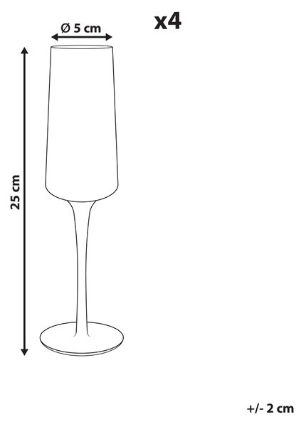 Sada 4 sklenic na šampaňské QUARTZ 230 ml Šedá
