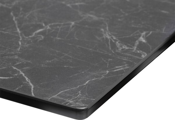 DELIFE Jídelní stůl Edge 200x100 cm keramika Laminam® Nero Greco antracitová středová podnož kříž černá