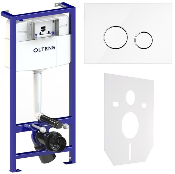 Sada podomítkový WC modul Oltens Triberg 50001000, splachovací tlačítko Oltens Lule 57201000, 49301000