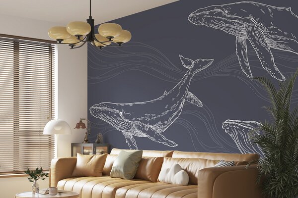 Fototapety Půvabné velryby v pohybu v oceánu, Fototapety moře, u99733v1 : uwalls.cz