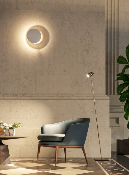 Catellani & Smith Luxusní nástěnné/stropní LED svítidlo Lederam W, Ø17 cm, 2700K, 1x15W Barva: Bílá/zlatá
