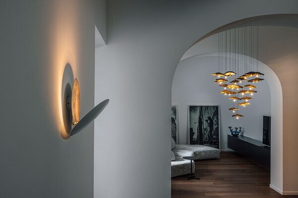 Catellani & Smith Luxusní nástěnné/stropní LED svítidlo Lederam W, Ø17 cm, 2700K, 1x15W Barva: Bílá/zlatá