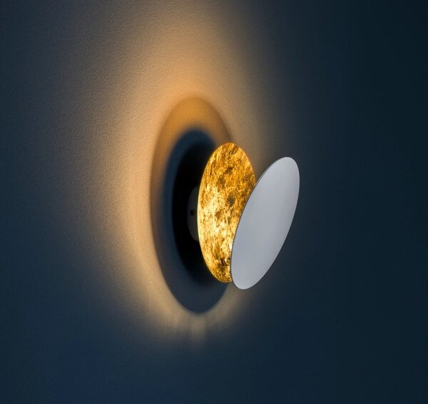 Catellani & Smith Luxusní nástěnné/stropní LED svítidlo Lederam W, Ø17 cm, 2700K, 1x15W Barva: Bílá/zlatá