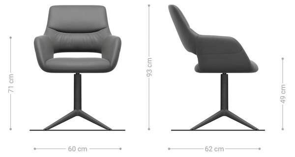 DELIFE Jídelní židle Yago-Flex s područkami strukturovaná látka šedo-bílá křížová podnož černá 360° otočná houpací funkce