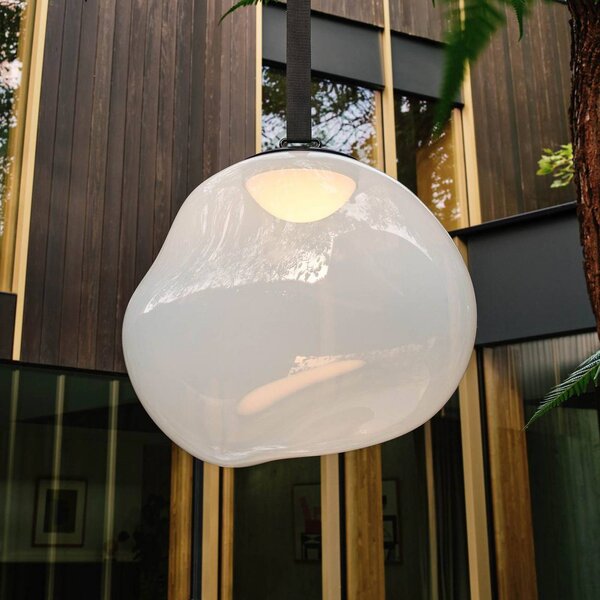 Tom Dixon LED akumulátorová terasová lampa Melt large, opálová, 57 cm, stmívatelný, Bílá / opál, Plast, Design, stojací lampa