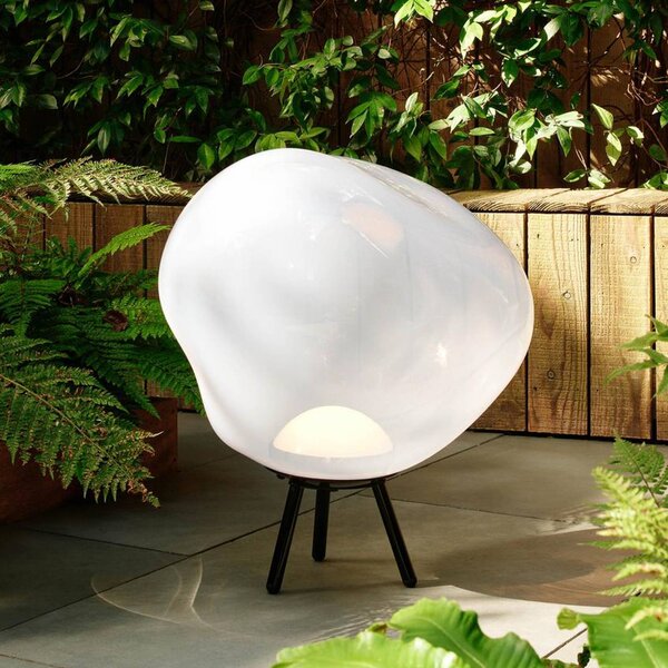 Tom Dixon LED akumulátorová terasová lampa Melt large, opálová, 57 cm, stmívatelný, Bílá / opál, Plast, Design, stojací lampa