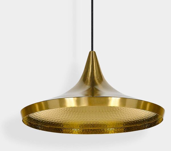 Tom Dixon LED závěsné světlo Beat Wide, bílé, Ø 36 cm, mosaz, stmívatelný, Bílá / opál, Obývací pokoj / jídelna, Mosaz, Design