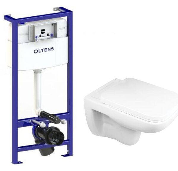 Sada podomítkový WC modul Oltens Triberg 50001000, WC mísa se sedátkem s pomalým sklápěním Oltens Ribe 42010000