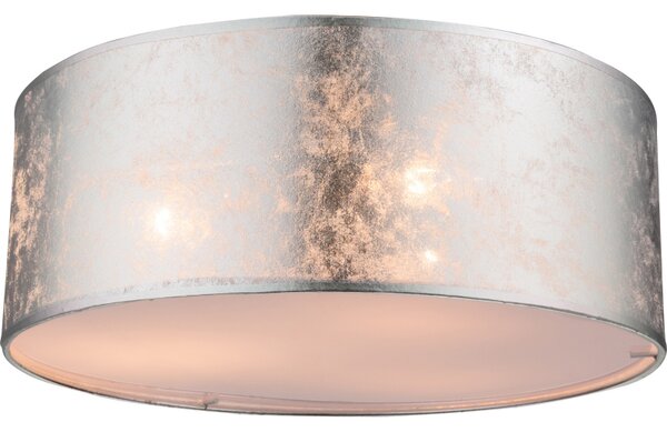 Globo 15188D AMY - Stropní přisazený textilní lustr ve stříbrné barvě 3 x E14 (Přisazené textilní svítidlo stříbrné)