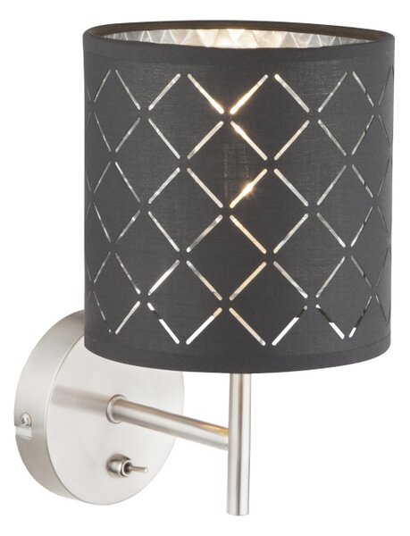 Globo 15228W KIDAL - Nástěnná lampička s vypínačem 1 x E14 (Textilní nástěnná lampička)