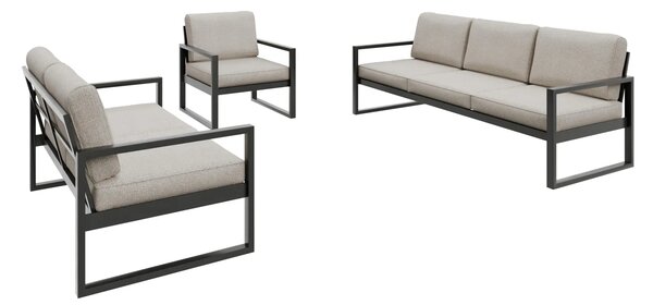 DREWMIX Zahradní sestava OUTDOOR, černá Set v krémové látce PATIO DECOR 2